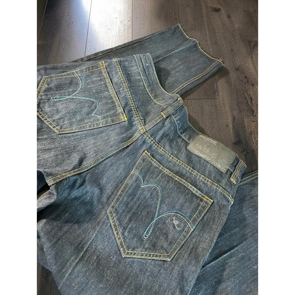 Rocawear Original Fit Jeans Mens 36x32 Blue Baggy WideLeg Embroidered Y2K HipHop